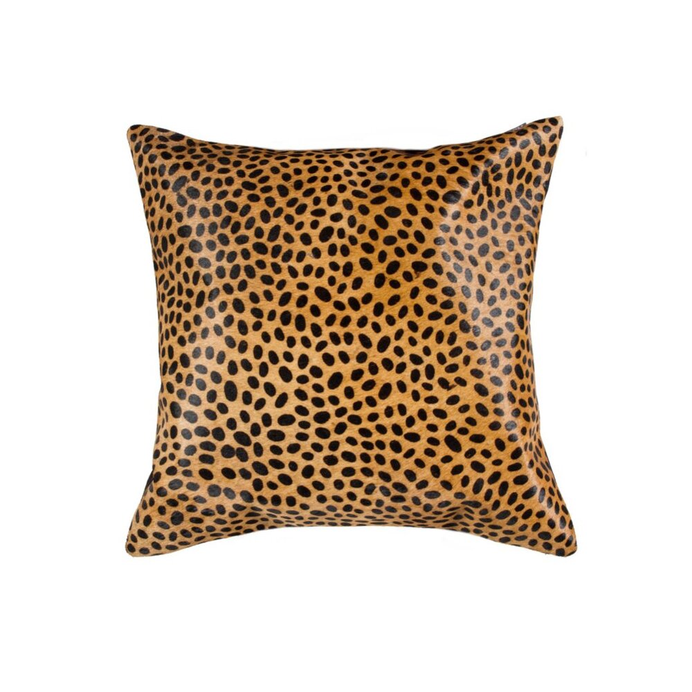 Natural Home Decor Torino Togo Cowhide Pillow | 1-Piece | Cheetah | 18"x18"
